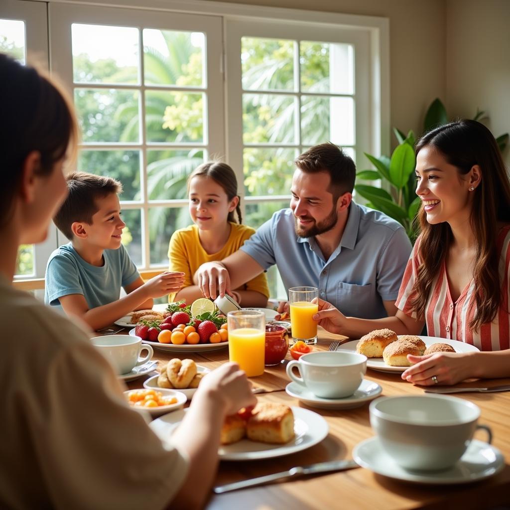 Miami Homestay Family Enjoying Breakfast Together