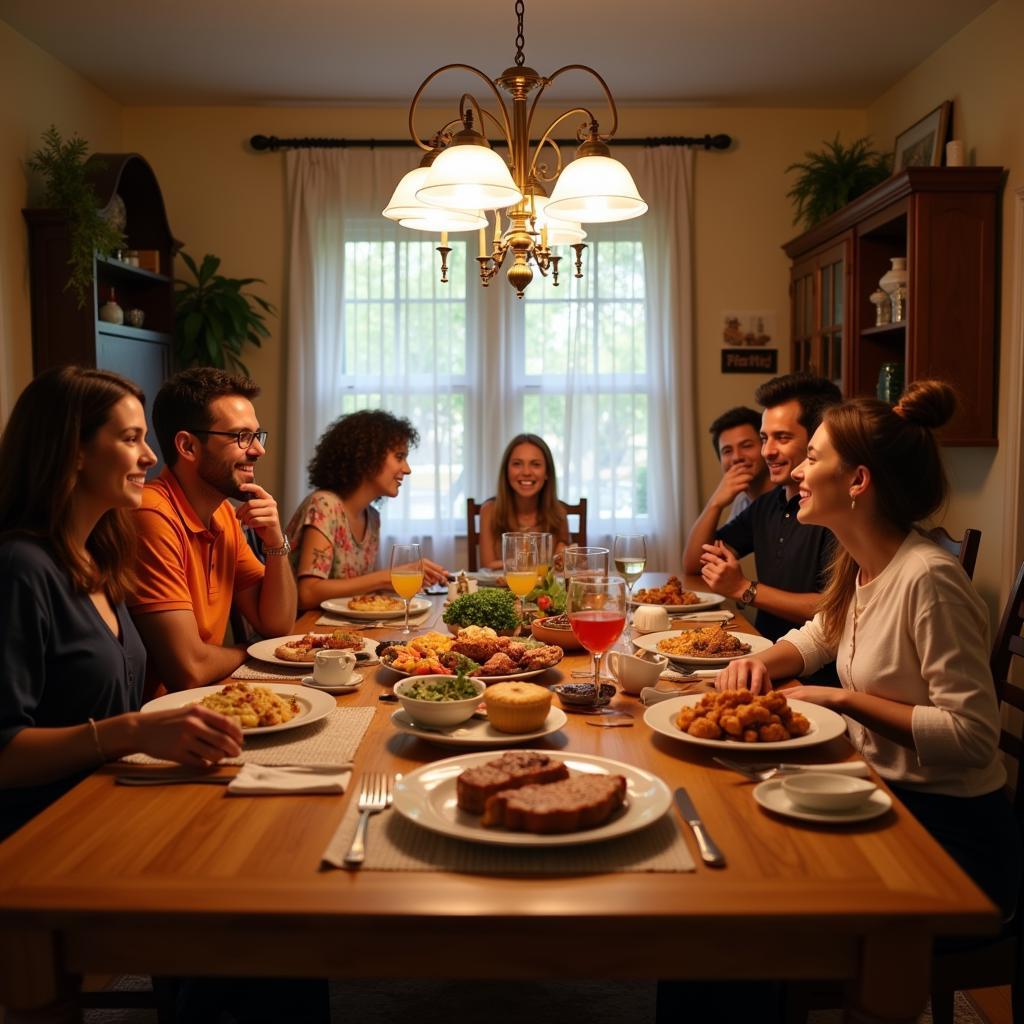 Miami Homestay Family Enjoying Dinner Together