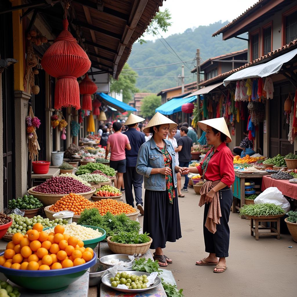 Visiting a local market near a Mu Cang Chai homestay