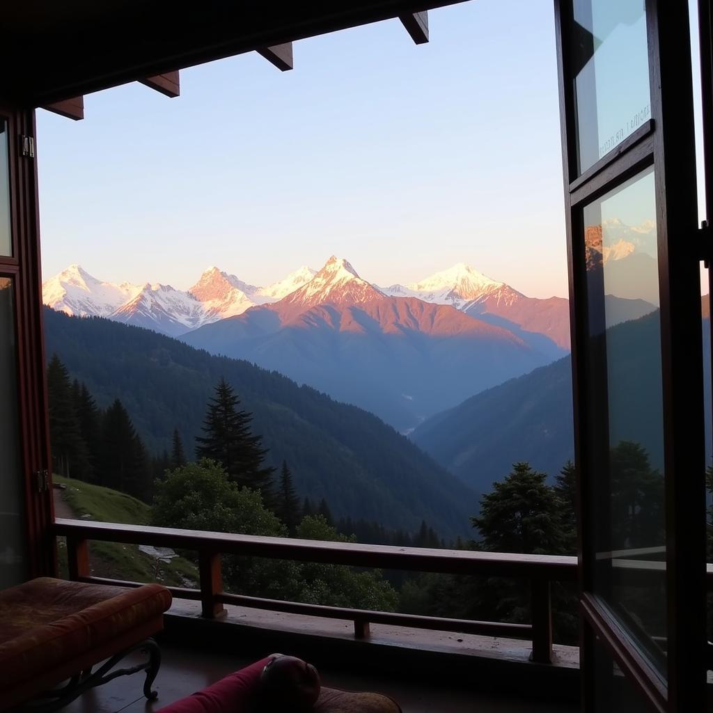 Stunning mountain view from a Mussoorie homestay balcony