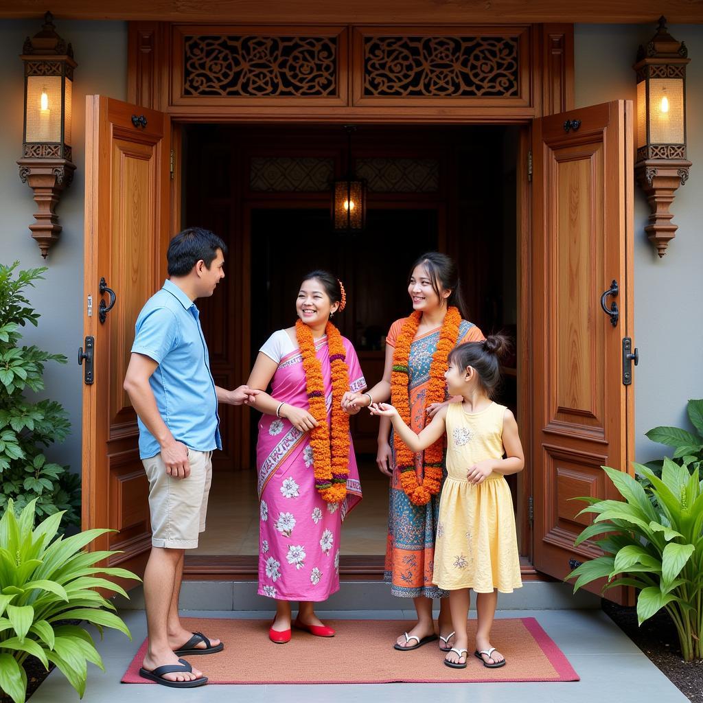 Family Welcoming Guests at Mysore Homestay