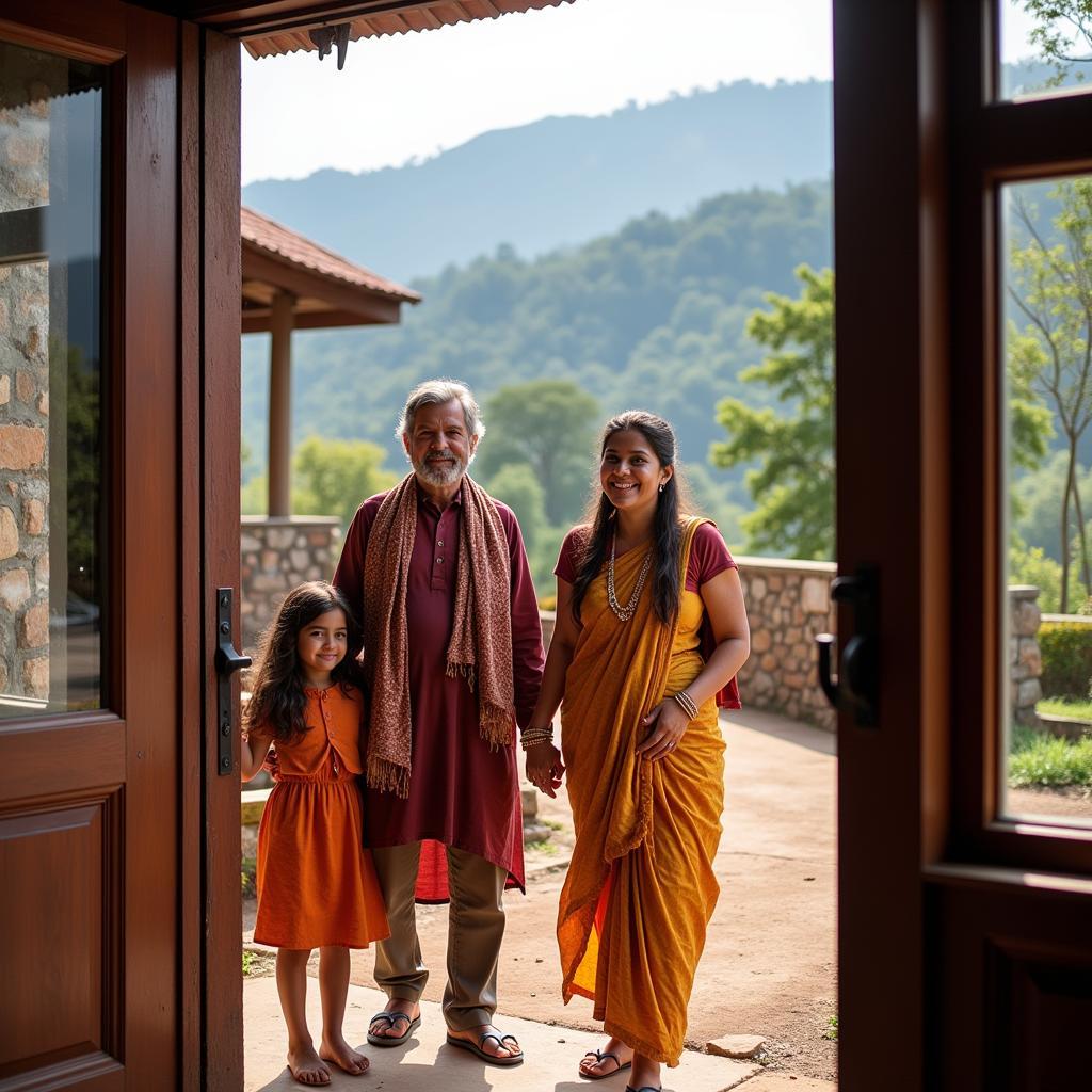 Family Welcoming Guests at a Nilgiris Homestay