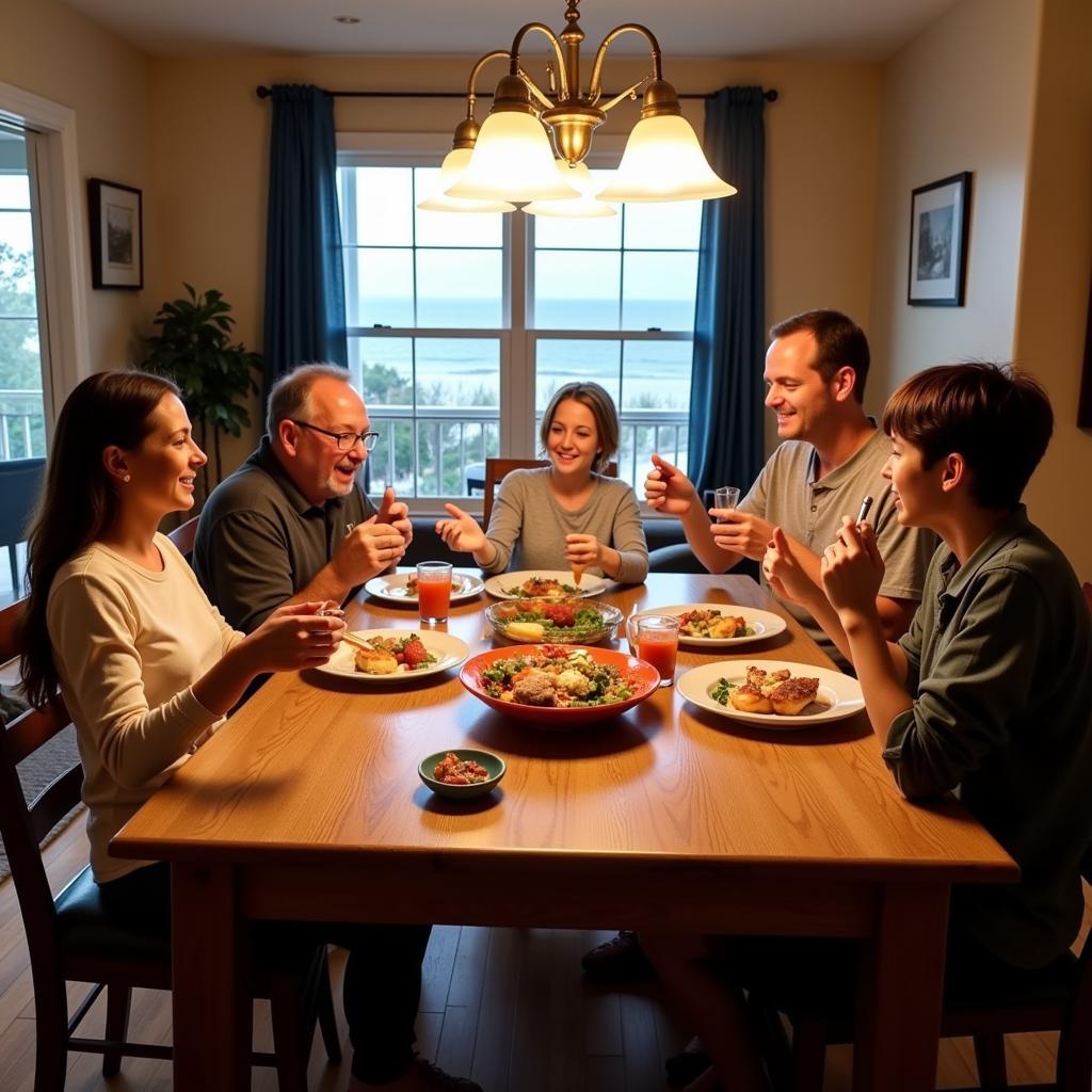 Family enjoying dinner in a North Myrtle Beach Homestay