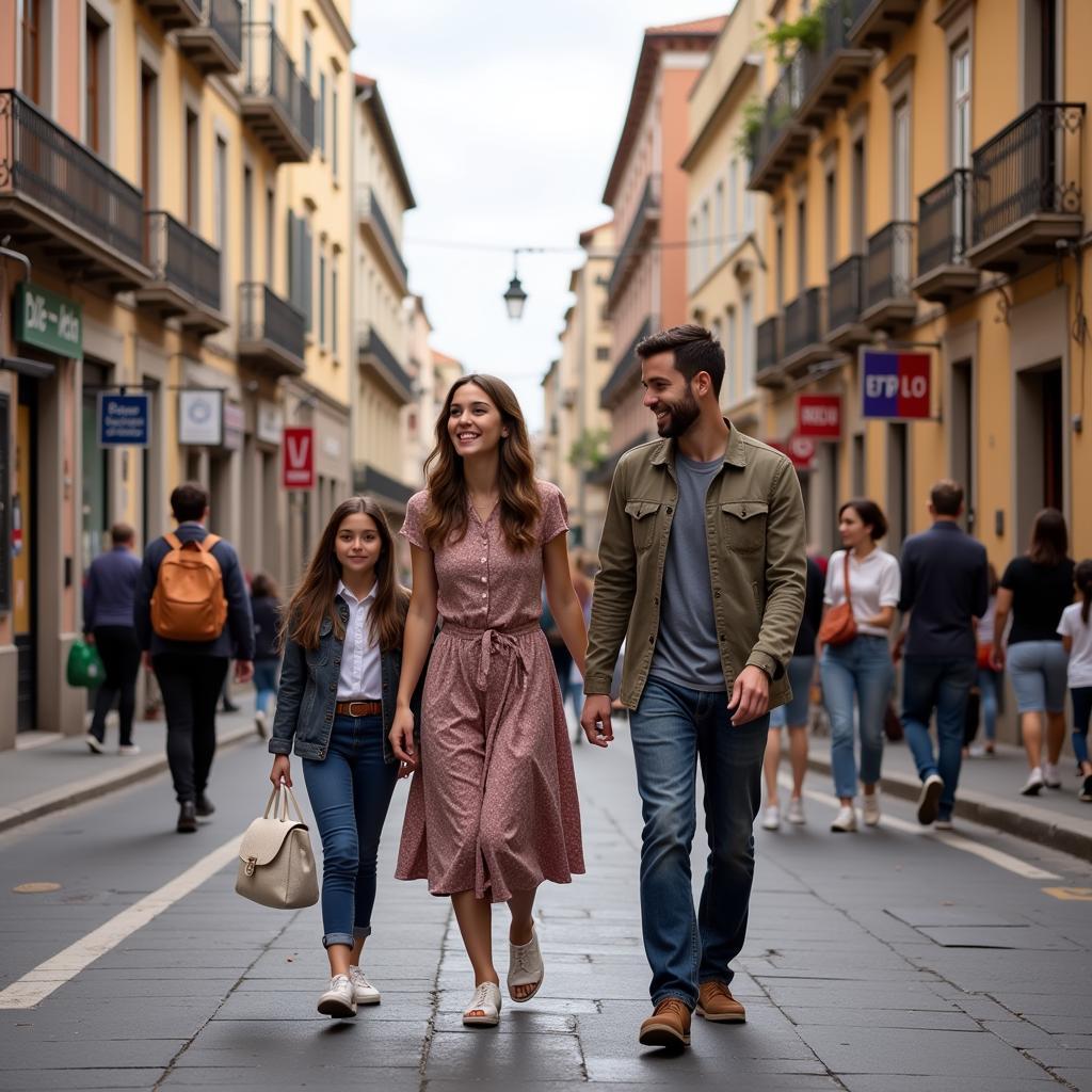 NYU student exploring the vibrant streets of a Spanish city with their host family