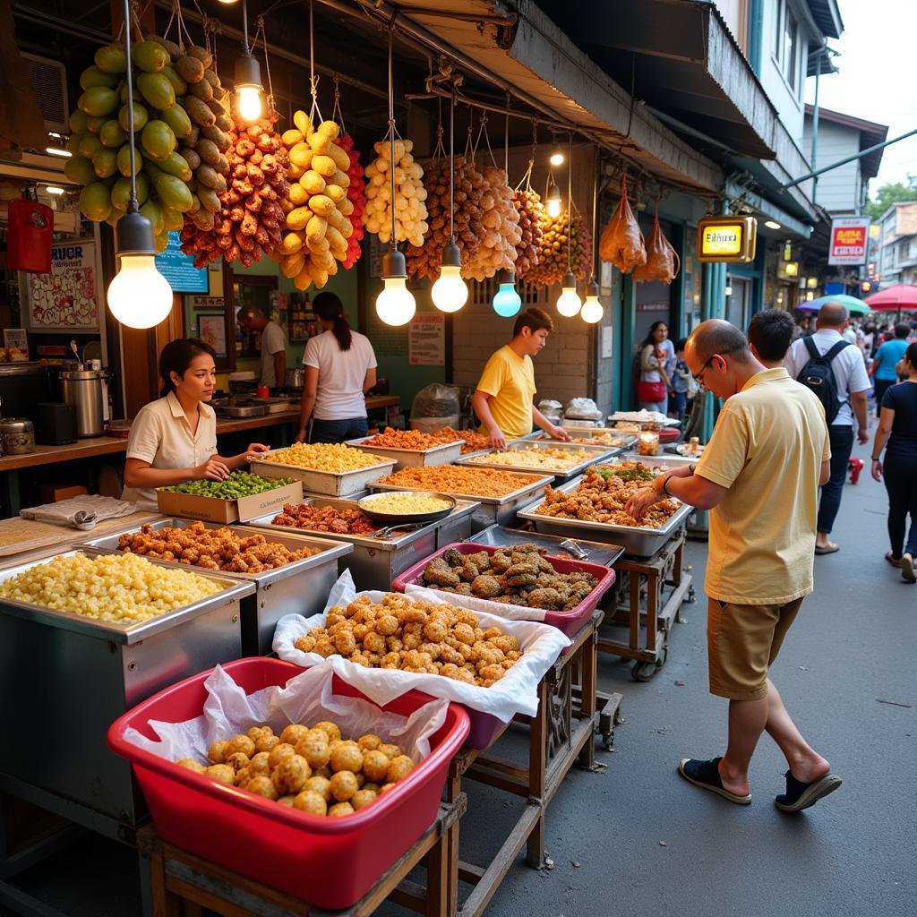 Enjoying local street food near a Penang homestay