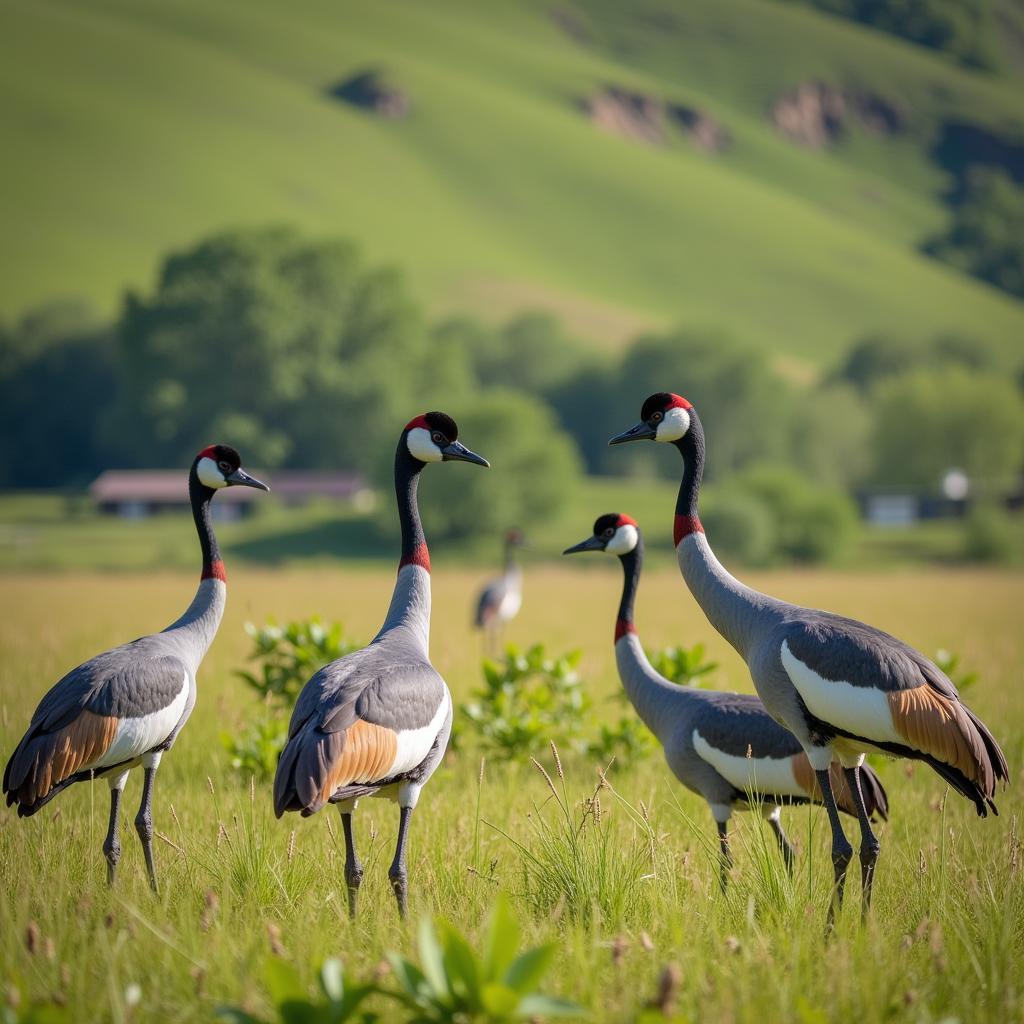 Black-necked Cranes in Phobjikha Valley