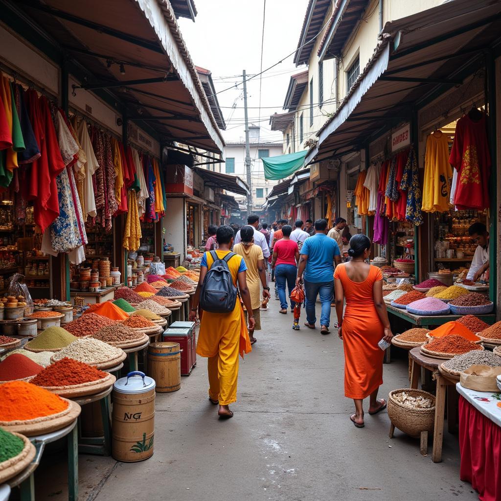 Exploring the vibrant local market in Pondicherry