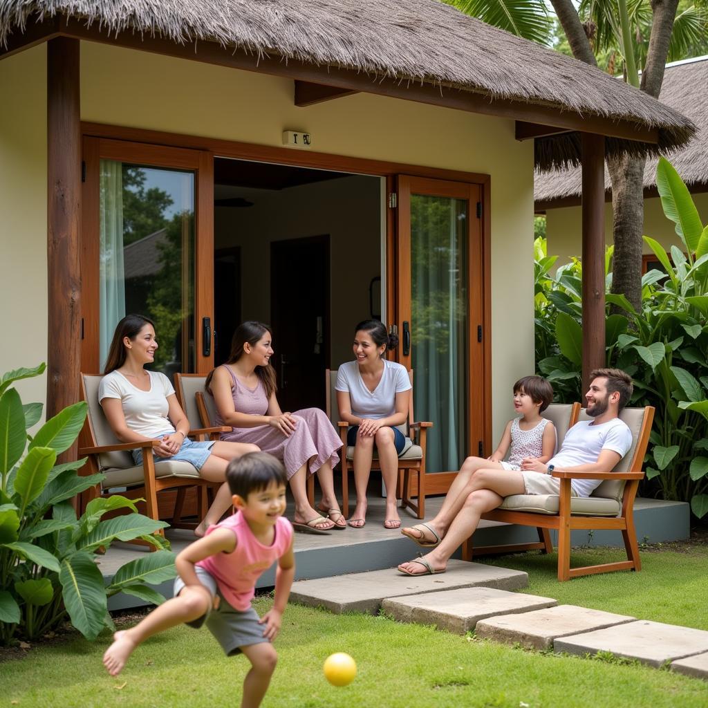 Family enjoying a Port Dickson homestay bungalow