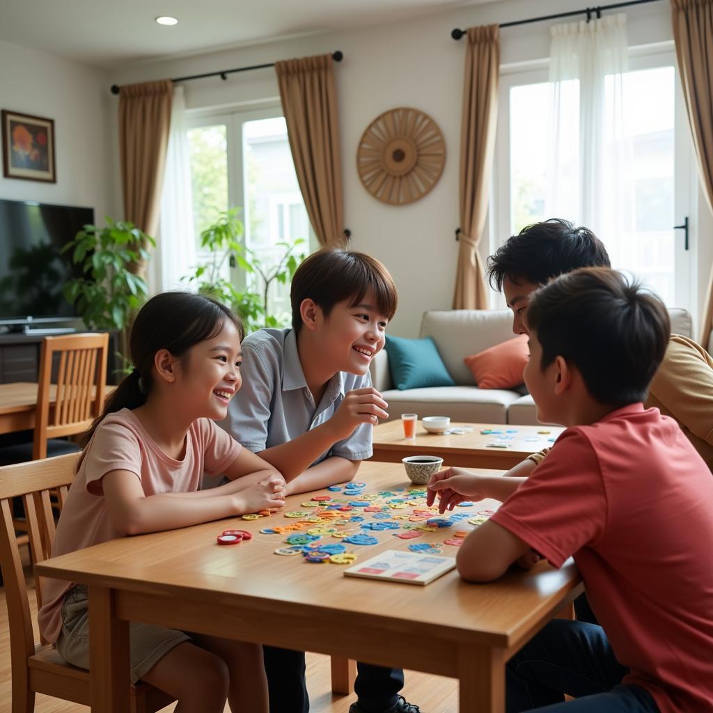 Family enjoying their time at a Port Dickson homestay