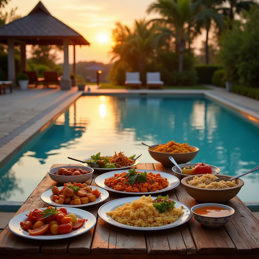 Poolside Dining at a Port Dickson Homestay