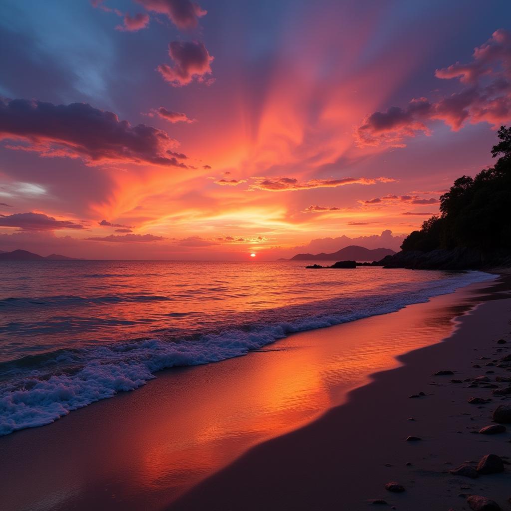 Sunset over Pulau Duyong Beach