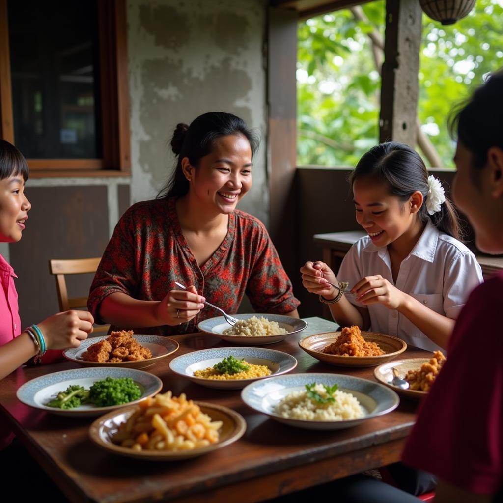 Raja Ampat Local Family Sharing a Meal