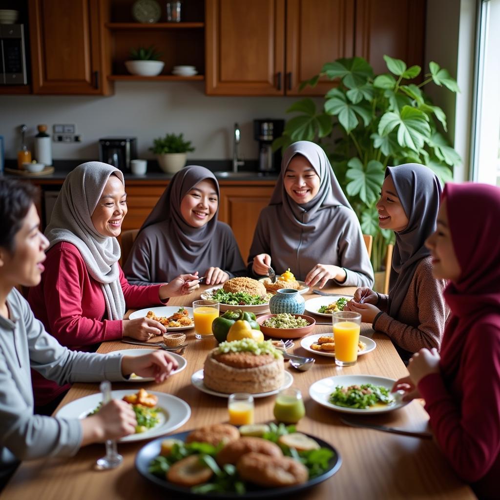 Sharing a Traditional Sabahan Meal with Homestay Hosts