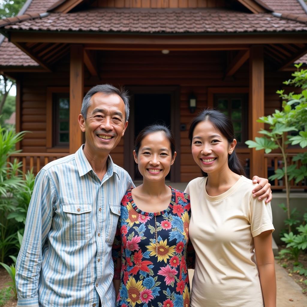 A warm and welcoming Malaysian family at their homestay in Sabak Bernam