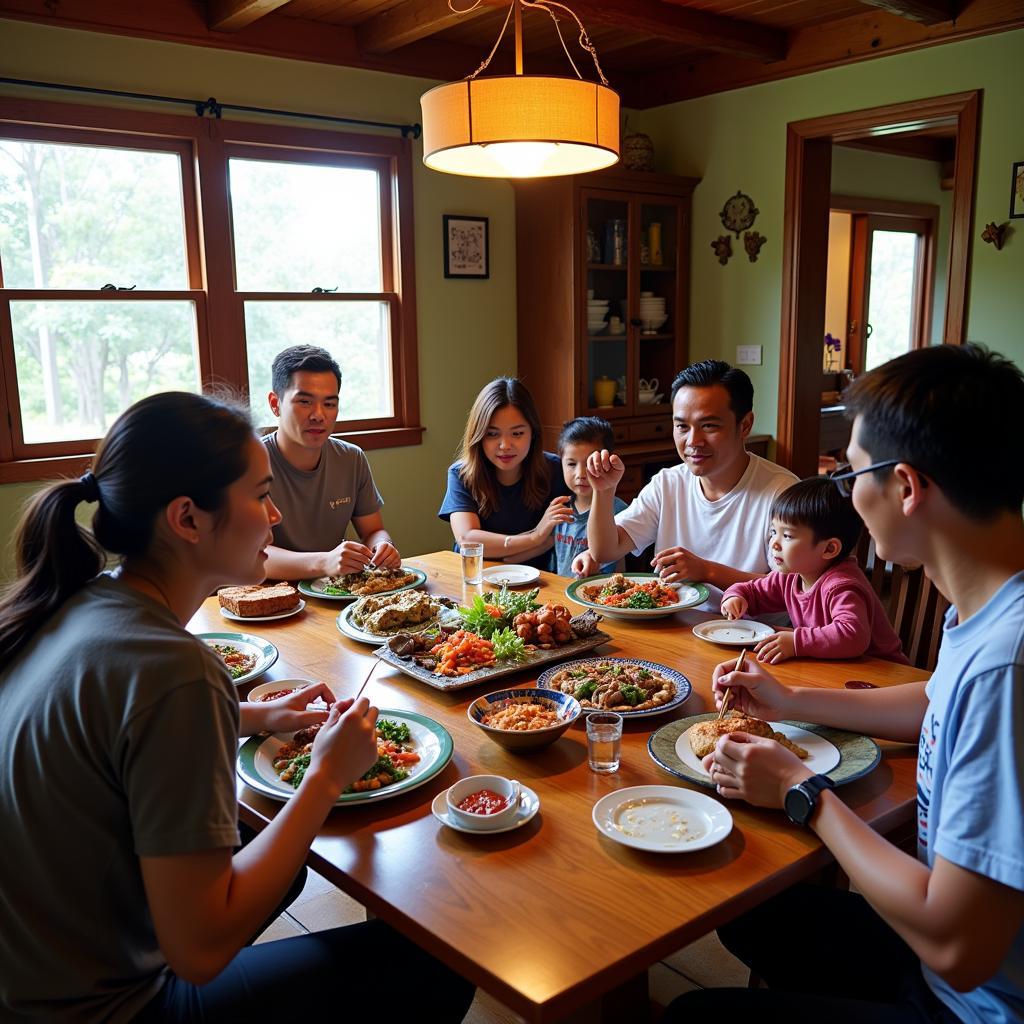 Enjoying a meal with a local family in a Sagada homestay