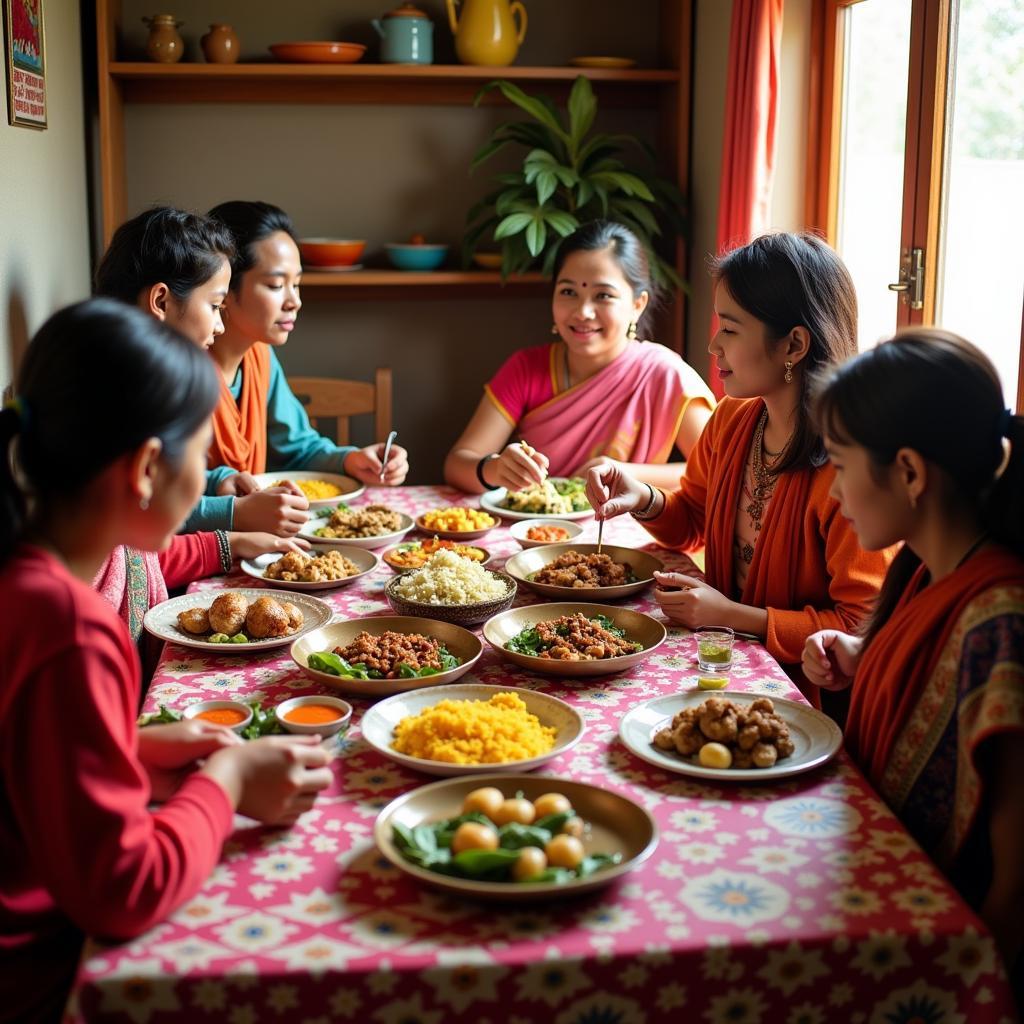 Enjoying a Traditional Meal at a Sakleshpur Homestay