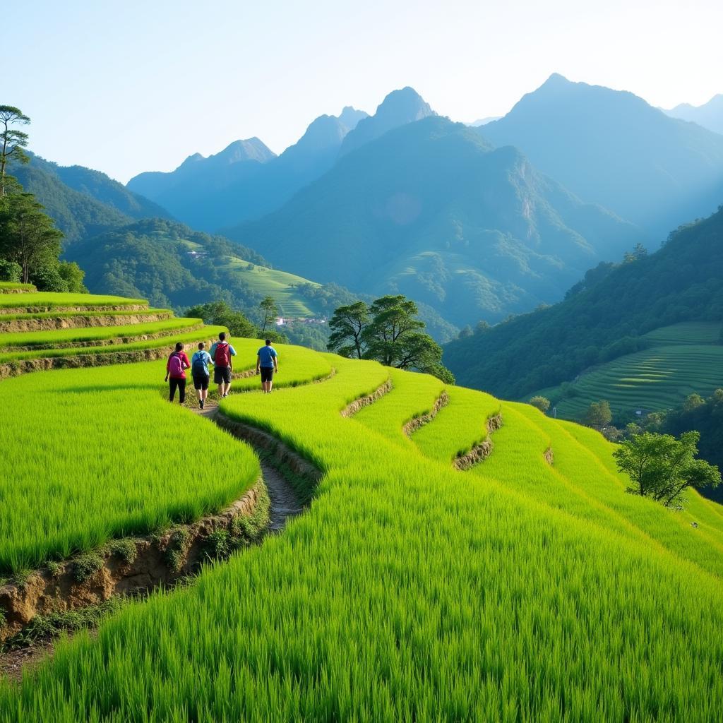 Trekking through Sapa's rice terraces