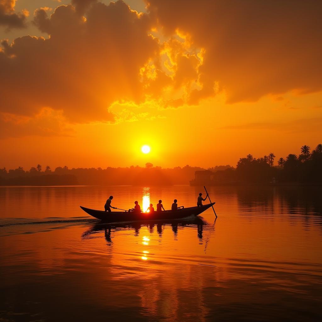 Sunset longboat ride on the Sarikei River