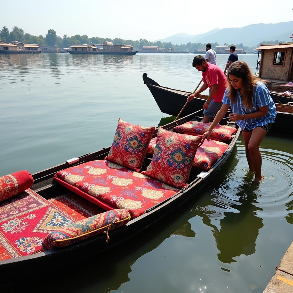 Embarking on a shikara ride on Dal Lake from a nearby homestay