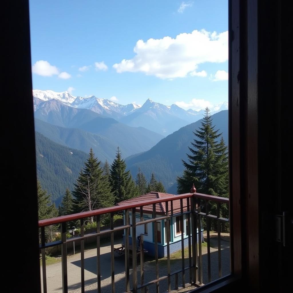 A stunning view of the Himalayas from a cheap homestay in Shimla