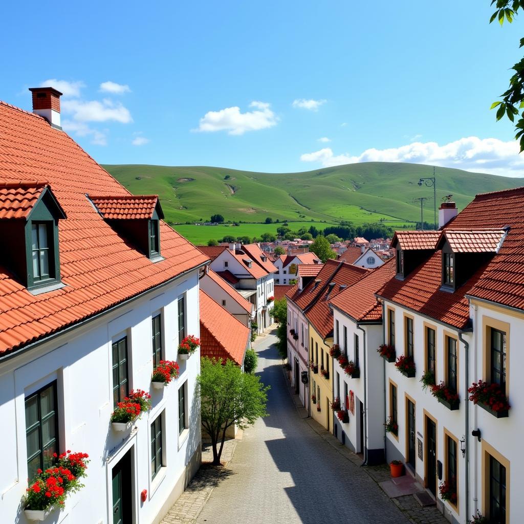 Scenic view of a traditional Spanish village in Sigandur