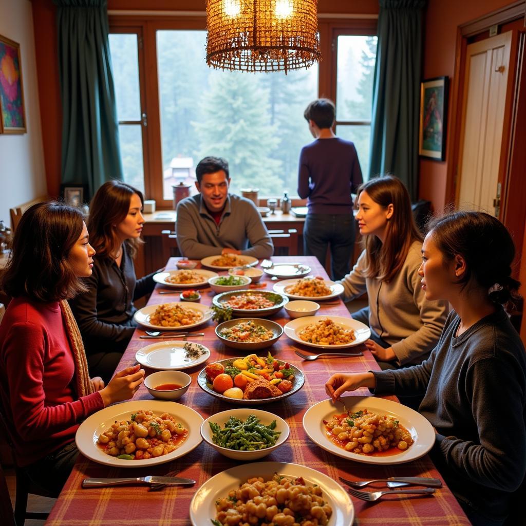 Enjoying a traditional Sikkimese meal with a local family