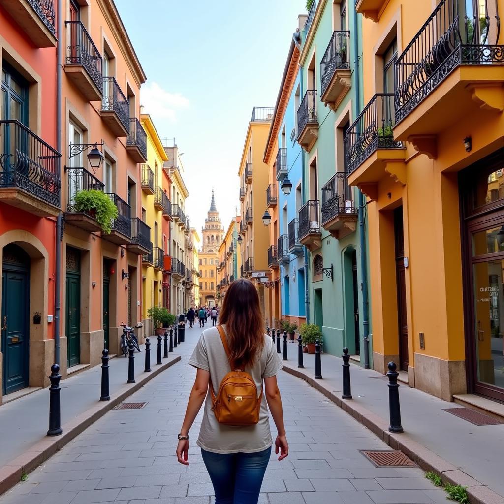 A solo traveler explores the vibrant streets of Barcelona