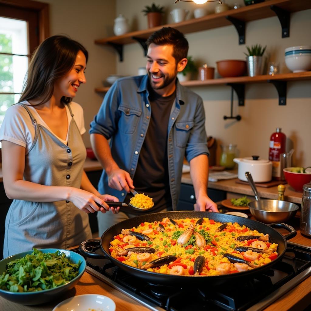 Learning to cook Paella in a Spanish botanica homestay