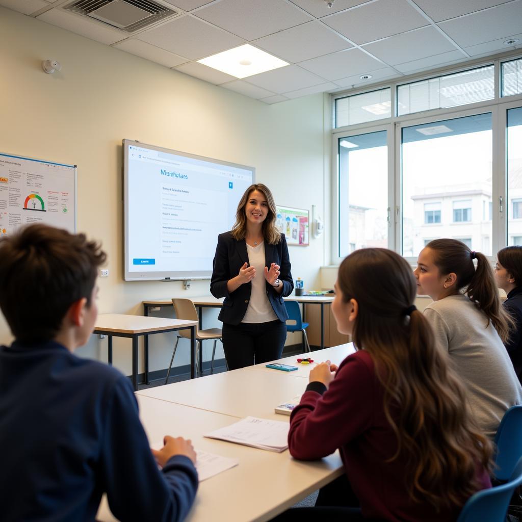 Spanish Catholic School Classroom with Students Learning