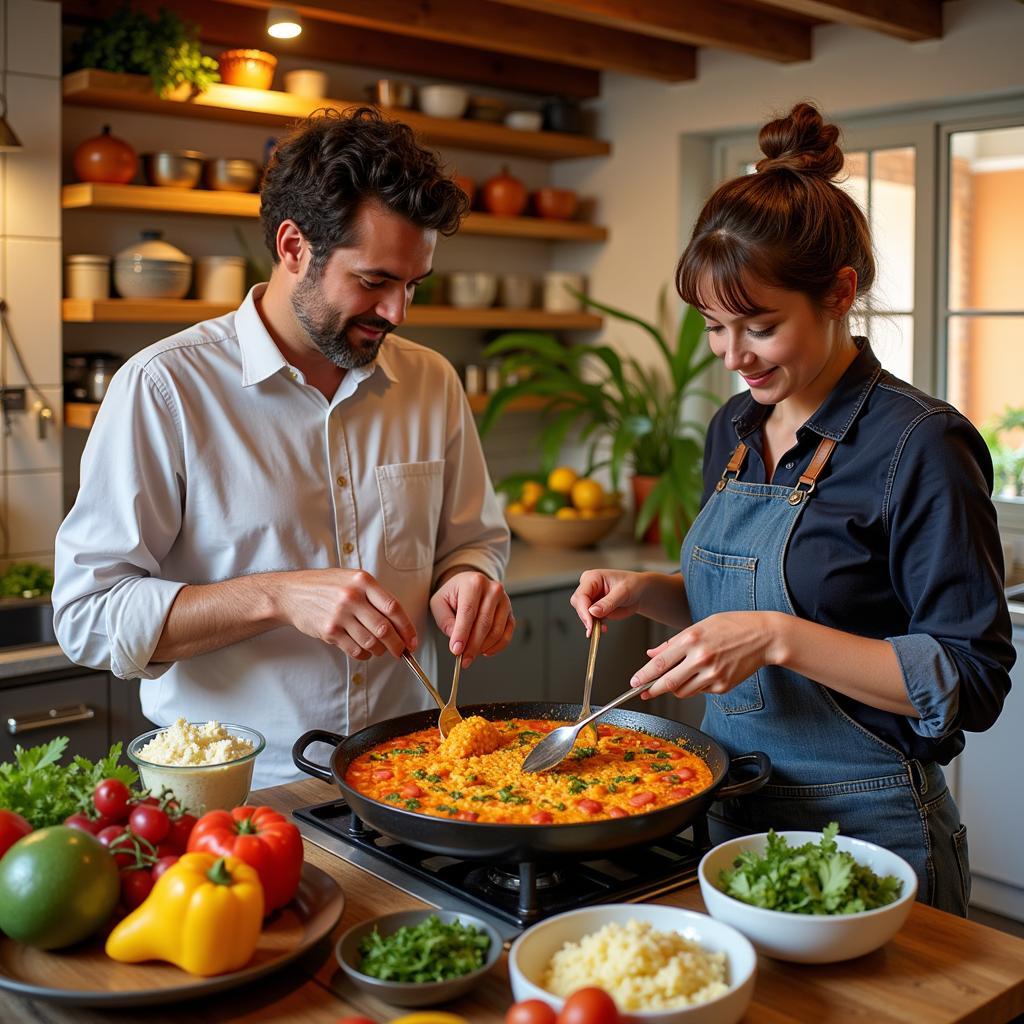 Learning to cook Paella in a Spanish homestay