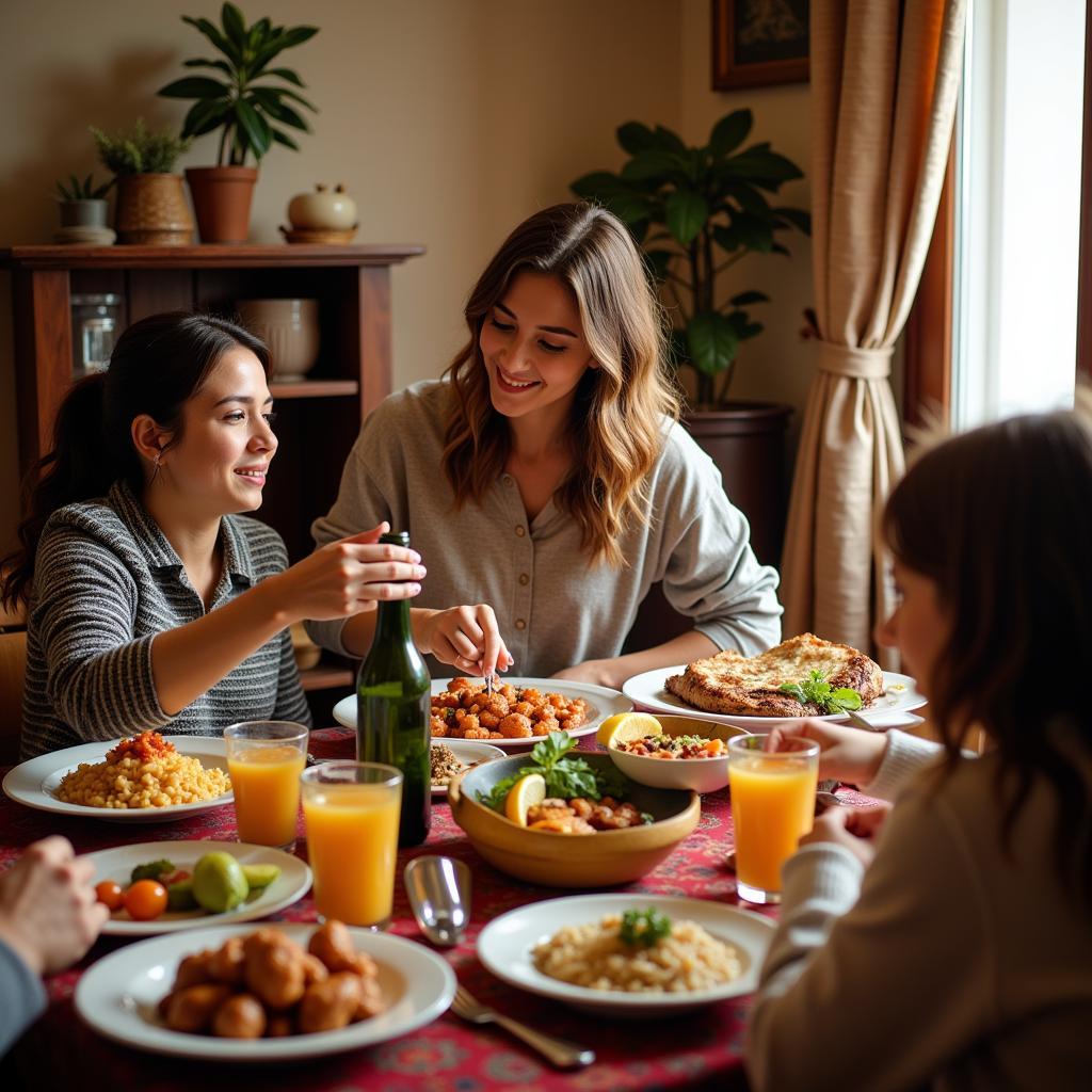 Enjoying authentic Spanish cuisine during a homestay