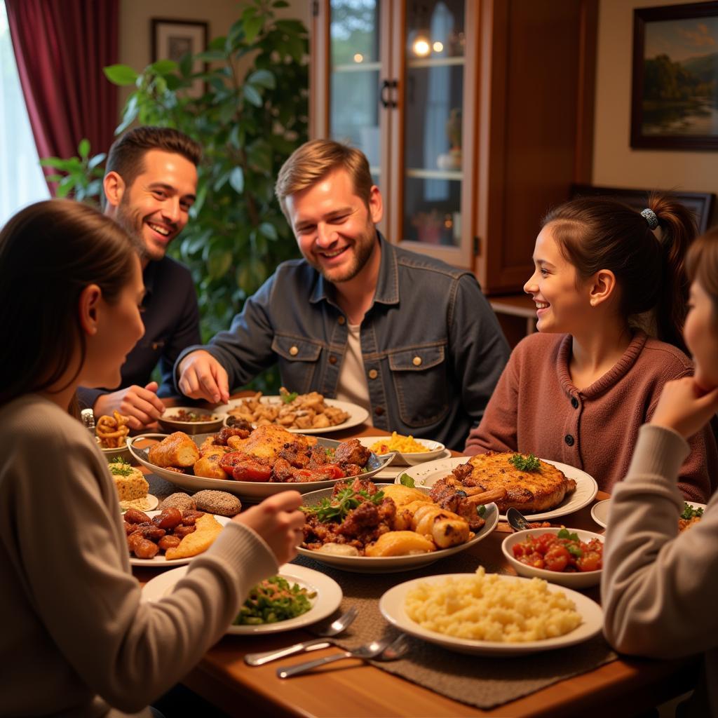 Enjoy a delicious home-cooked meal with your Spanish host family