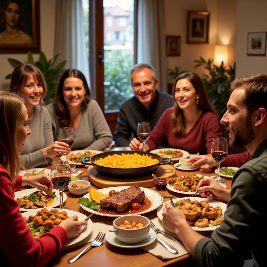 Enjoying a Traditional Spanish Family Dinner