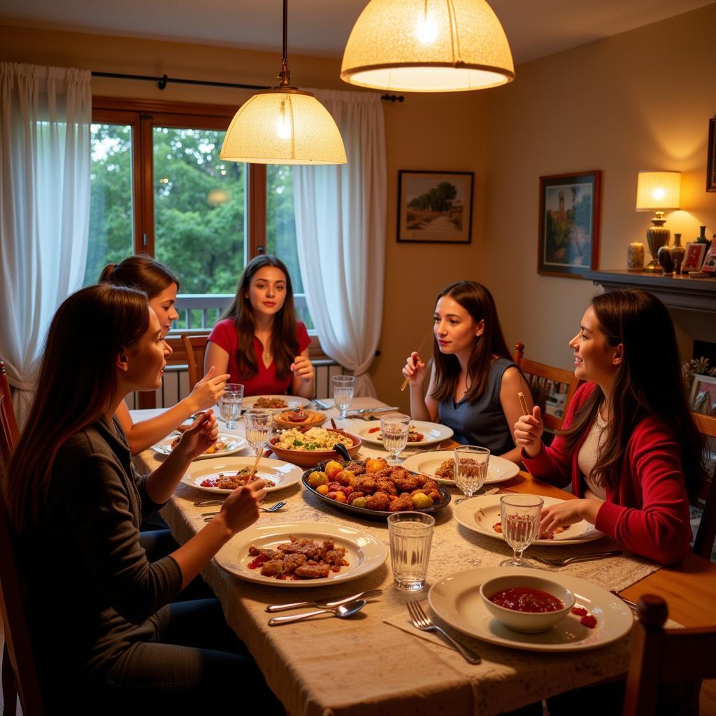 Spanish Family Dinner at a Beaconhills College Homestay