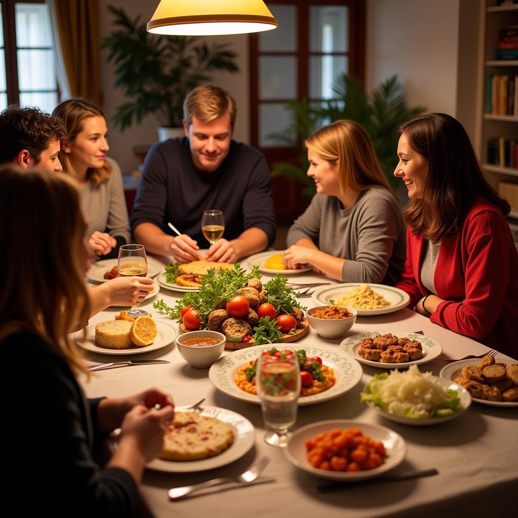 Spanish Family Dinner at a Homestay