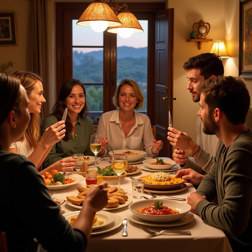 Spanish Family Dinner During Homestay