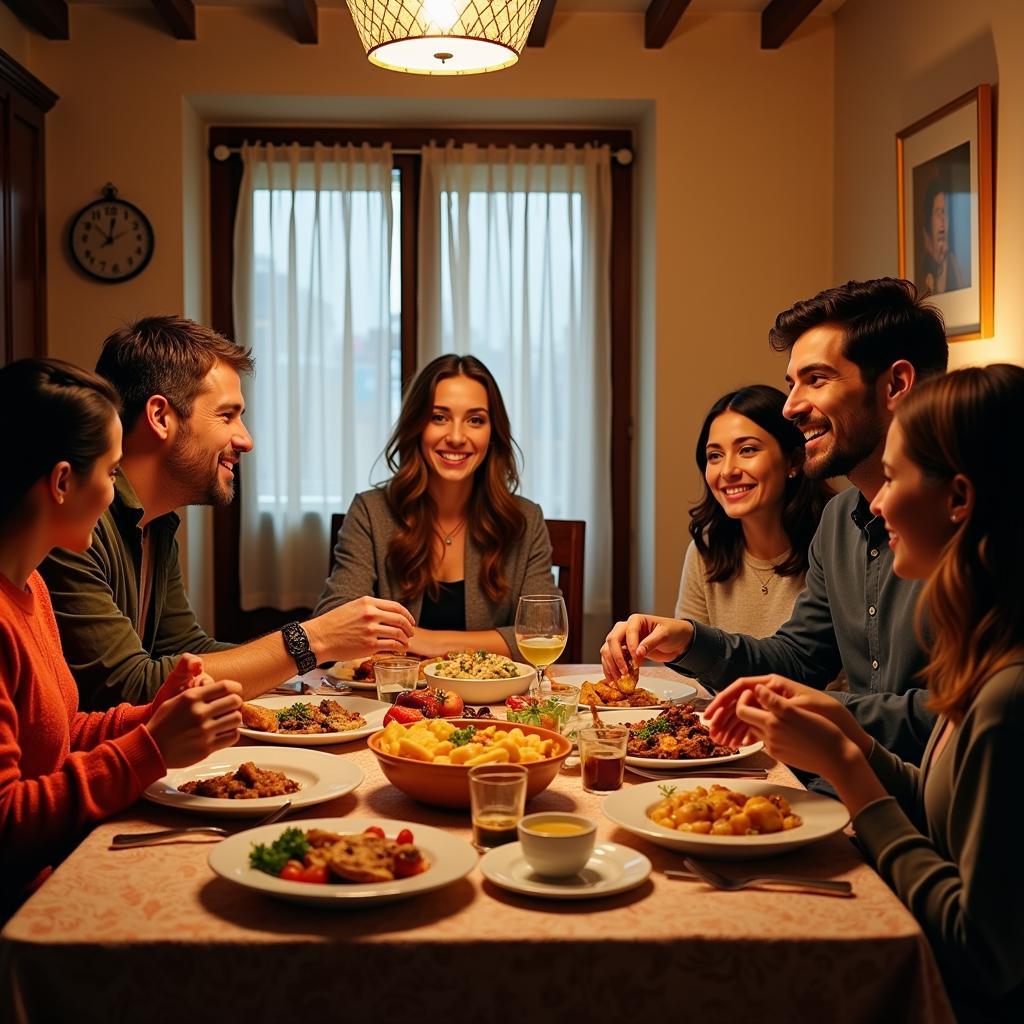 Spanish Family Dinner at a Homestay