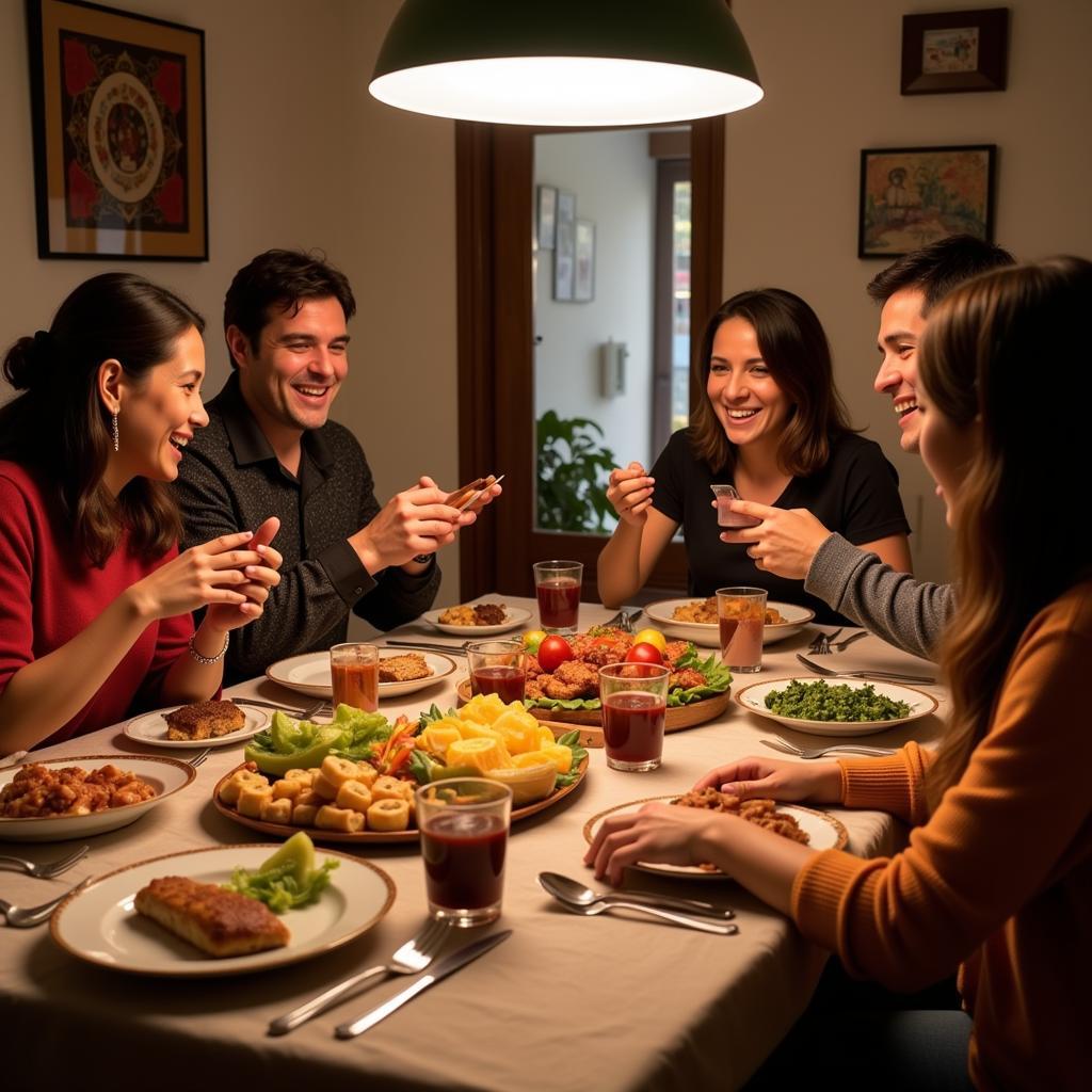 Spanish Family Dinner at a Homestay