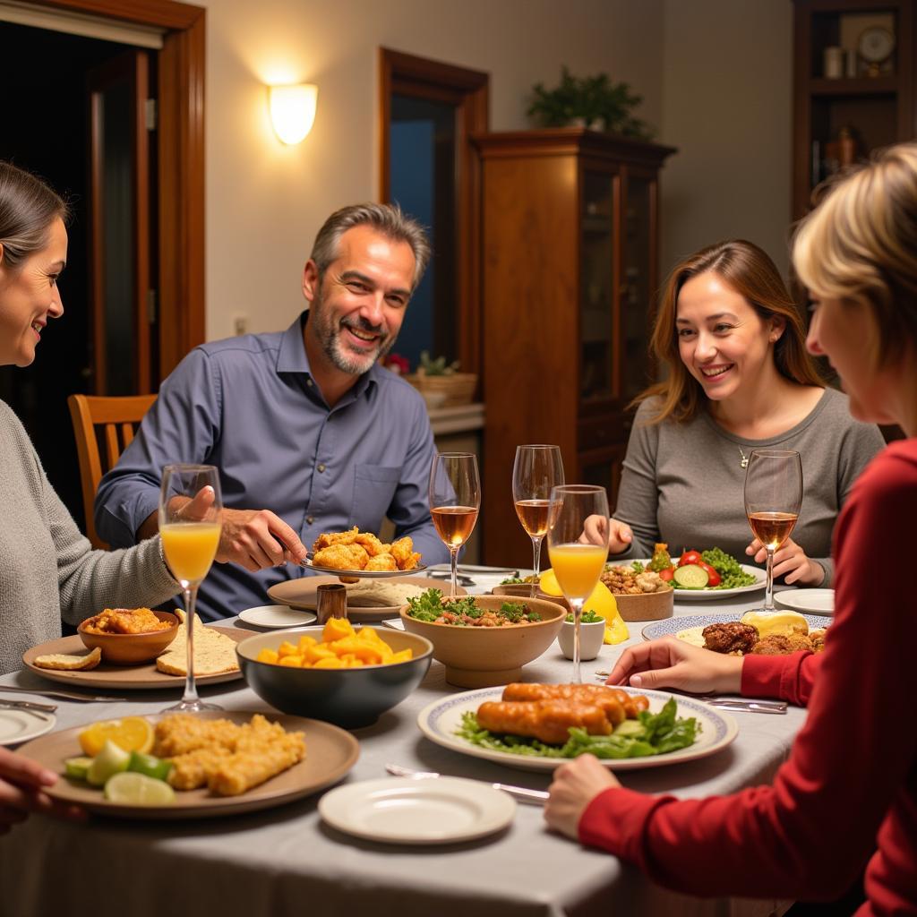 Authentic Spanish Family Dinner during Homestay