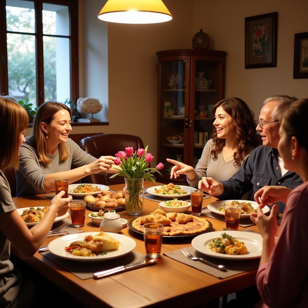 Enjoy a traditional Spanish family dinner during your homestay.