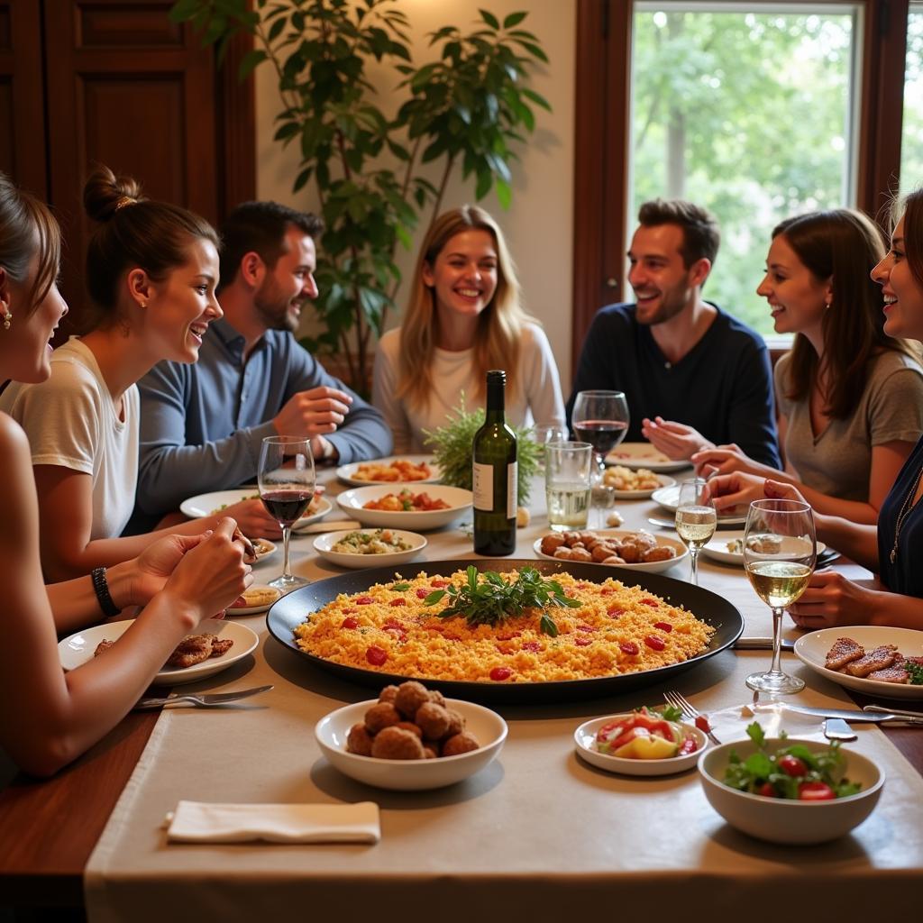 Enjoying a Traditional Spanish Dinner with a Host Family