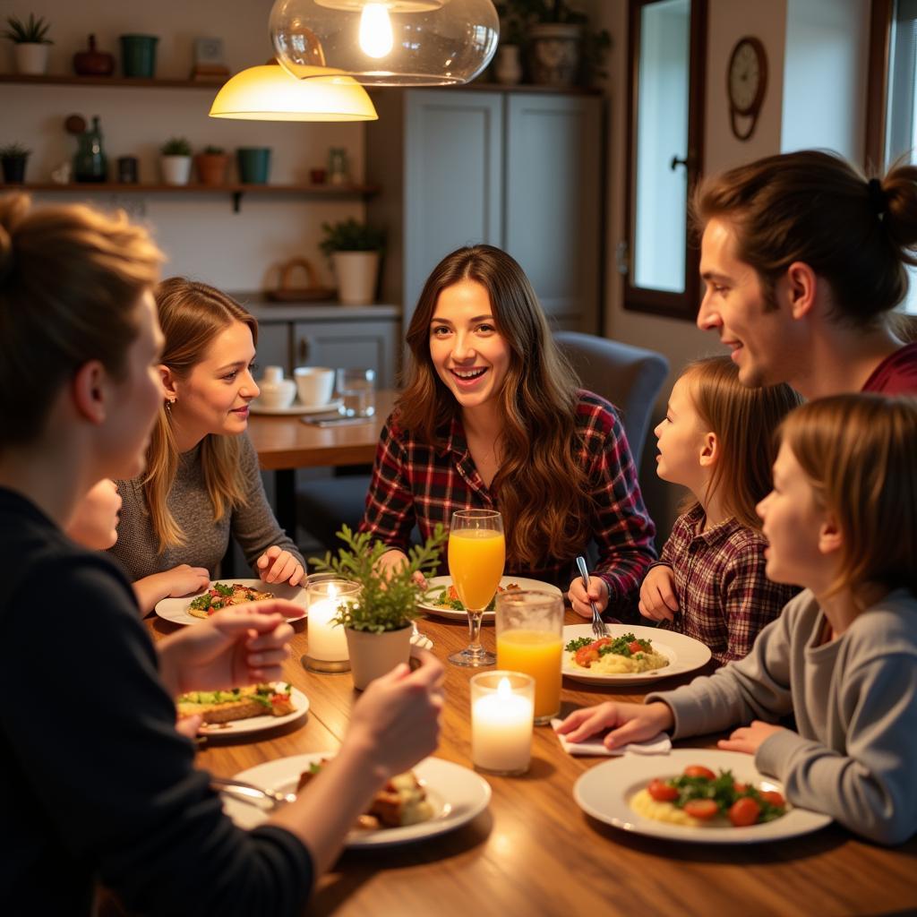 Spanish Family Engaging in English Conversation