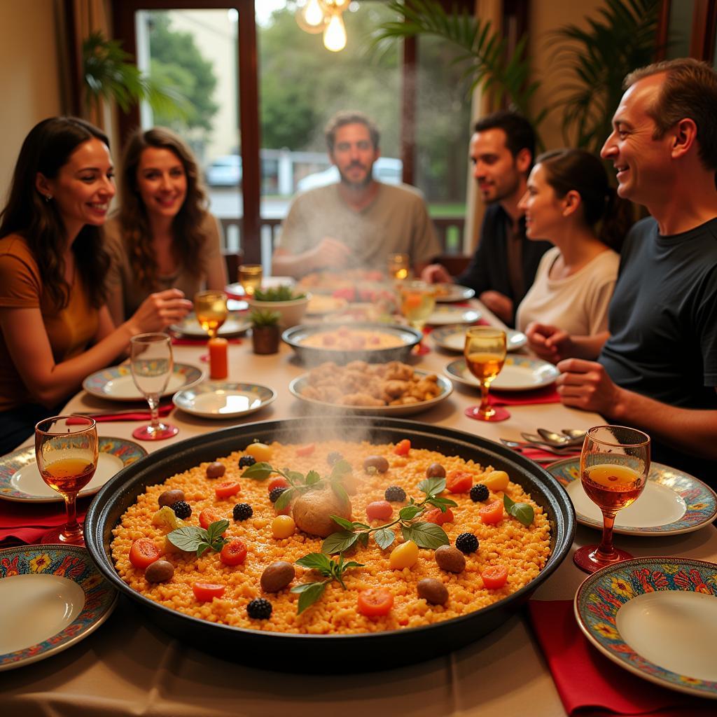 Spanish Family Enjoying Paella