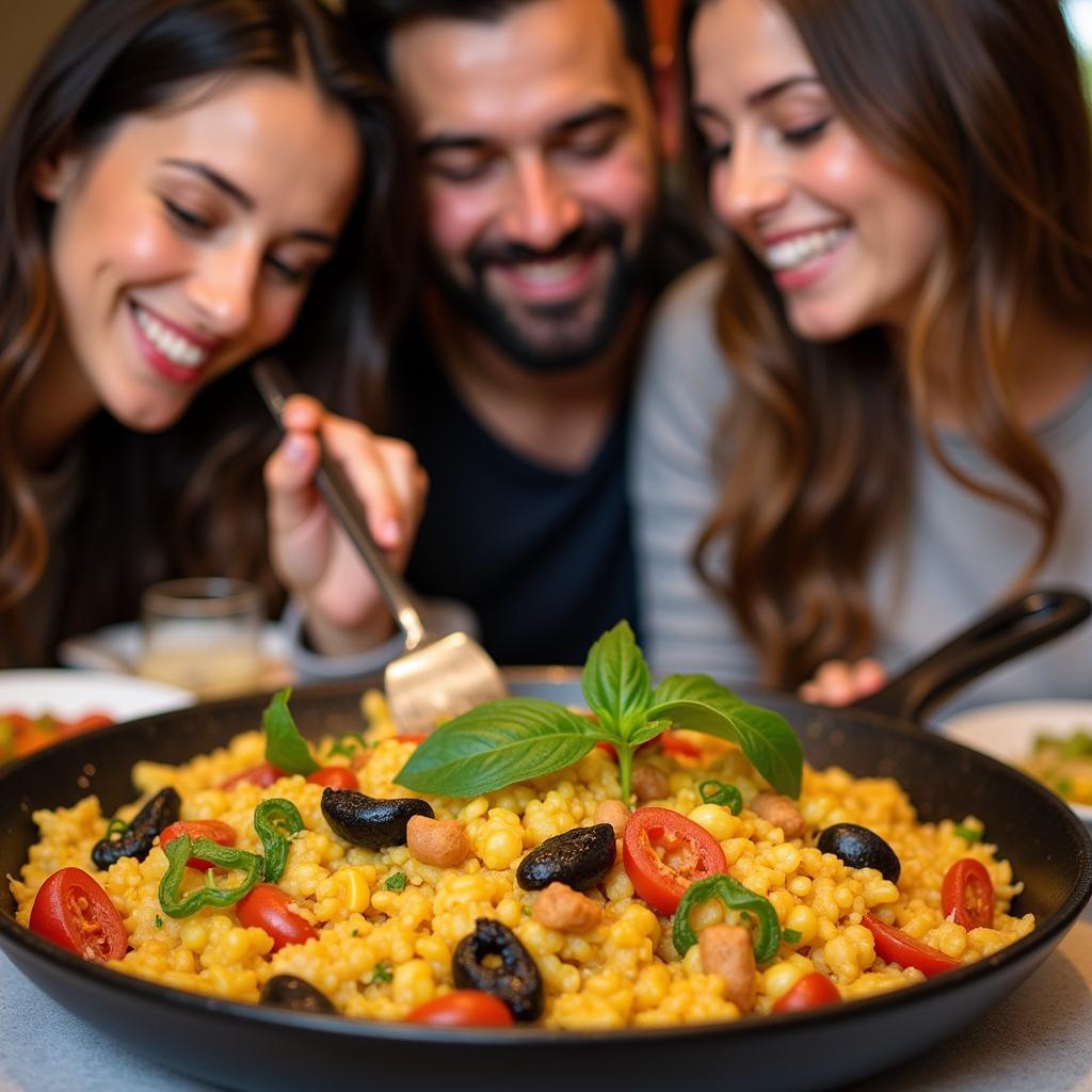 Spanish Family Enjoying Paella