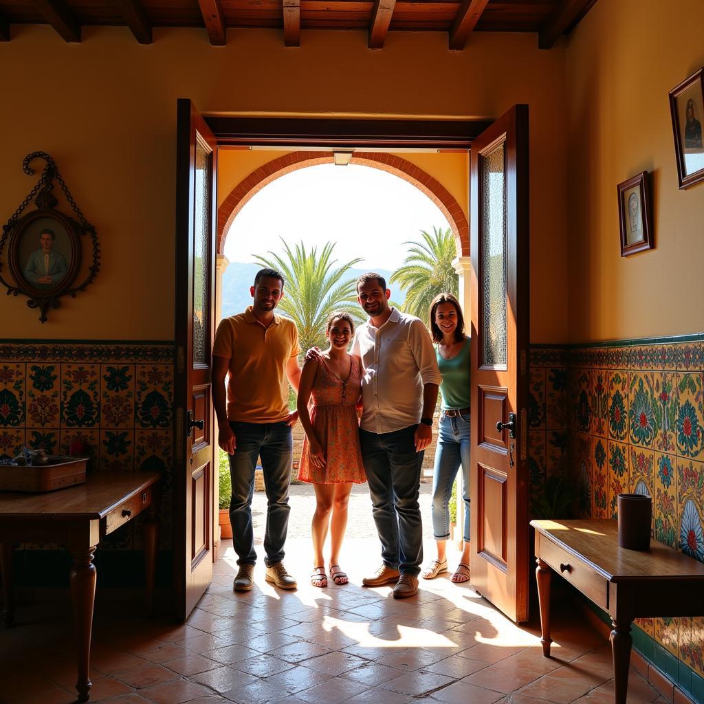 Spanish family welcoming guests to their homestay in area JB