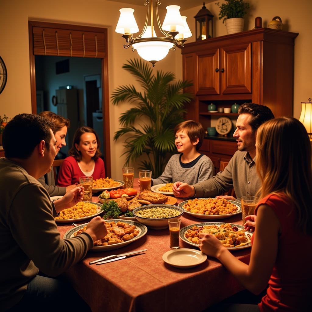 Enjoying a Traditional Spanish Dinner with a Host Family