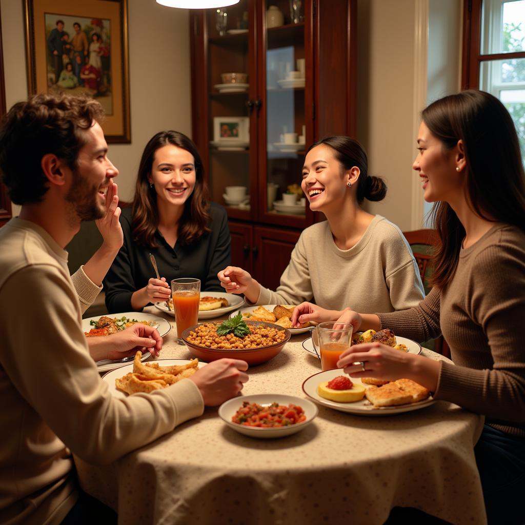 Spanish Family Sharing a Meal during a Chingara Homestay