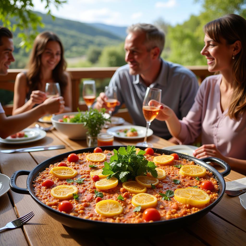 Spanish Family Sharing Paella