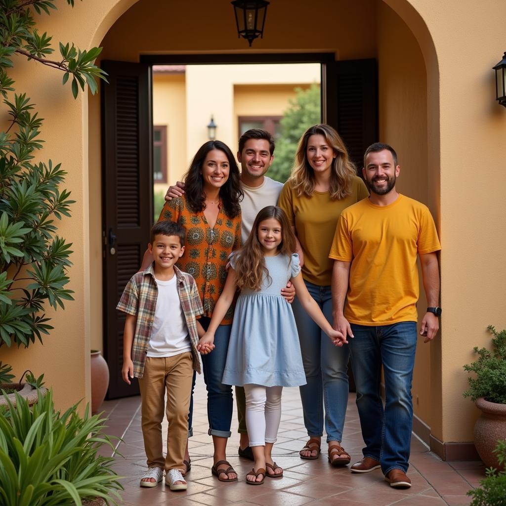 Spanish Family Welcoming Guests