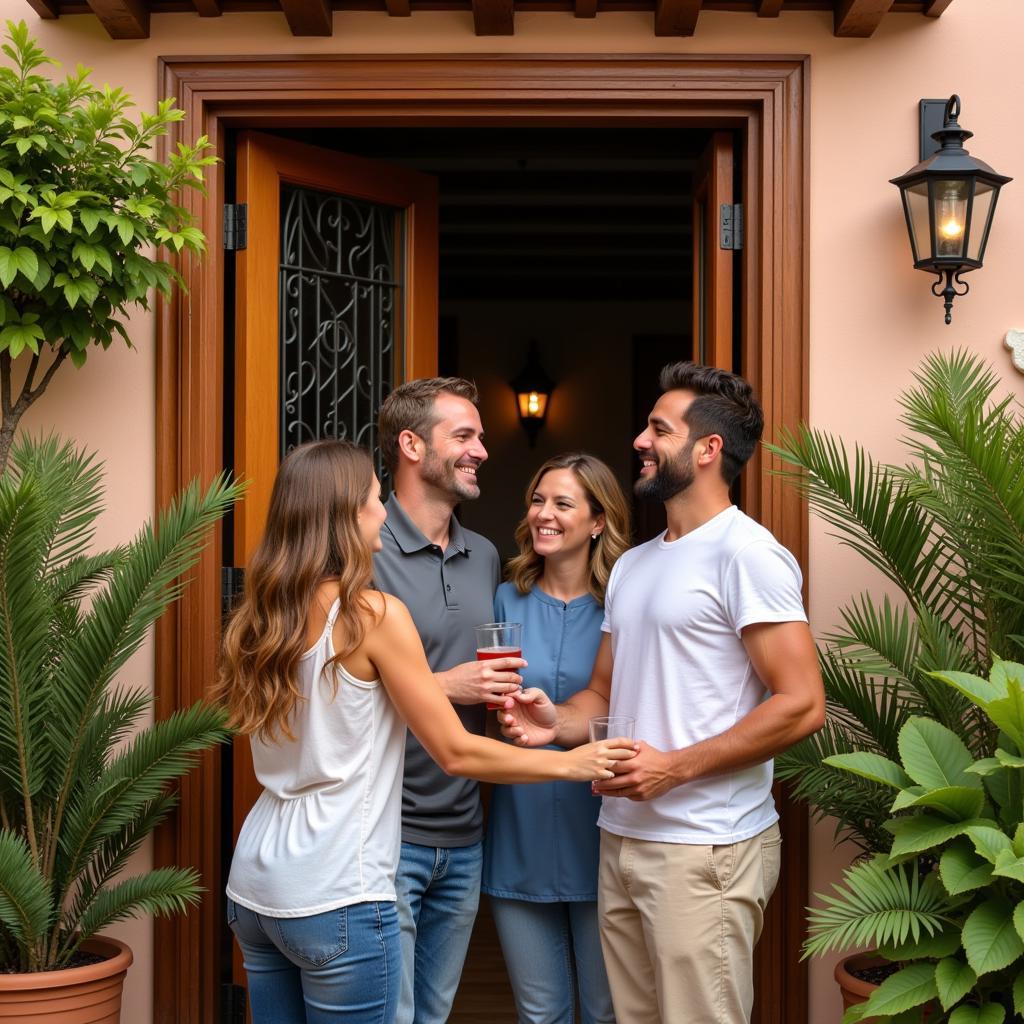 Spanish Family Welcoming Guests into their Home